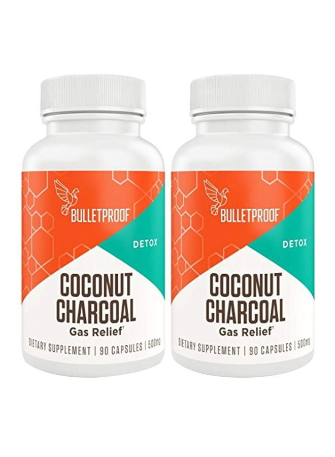 بوليت بروف عبوتين من مكمل غذائي لتخفيف الغازات من فحم جوز الهند (500 مجم) - 90 كبسولة