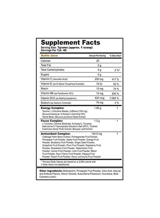Energy Formula Dietary Supplement Battle Juice