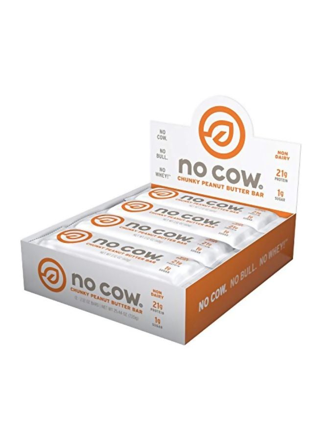 No Cow Pack Of 12 Chunky Peanut Butter Bar - Image 1