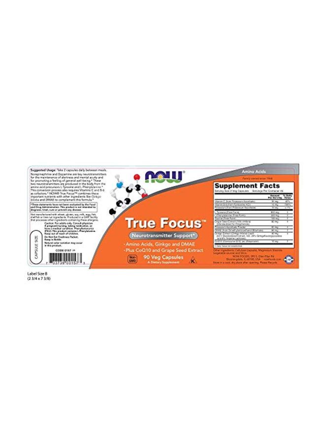 Now Foods True Focus Neutrotransmitter Support Dietary Supplement- 90 Capsules - Image 2