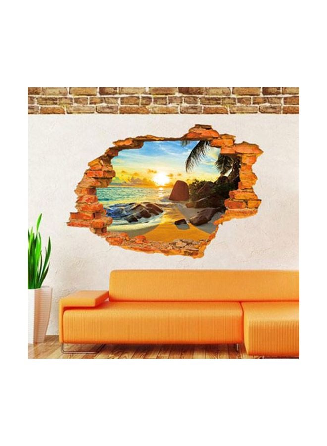 ملصق جداري عصري وثلاثي الأبعاد بتصميم شروق الشمس على الشاطئ متعدد الألوان 55x85سم - Image 3