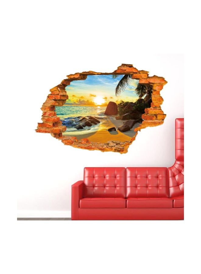 ملصق جداري عصري وثلاثي الأبعاد بتصميم شروق الشمس على الشاطئ متعدد الألوان 55x85سم - Image 4