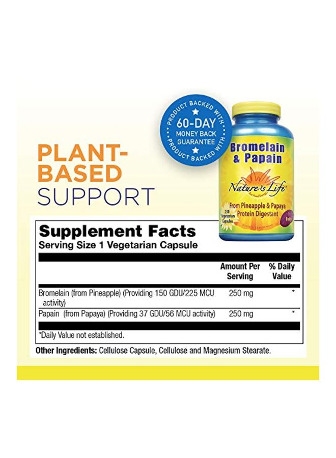 Nature's Life - Bromelain And Papain Digestive Supplement - 250 Vegetarian Capsules - Image 1