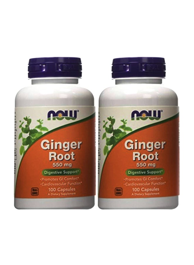 Now Foods Pack Of 2 Ginger Root 550mg Dietary Supplement - 100 Capsules - Image 1