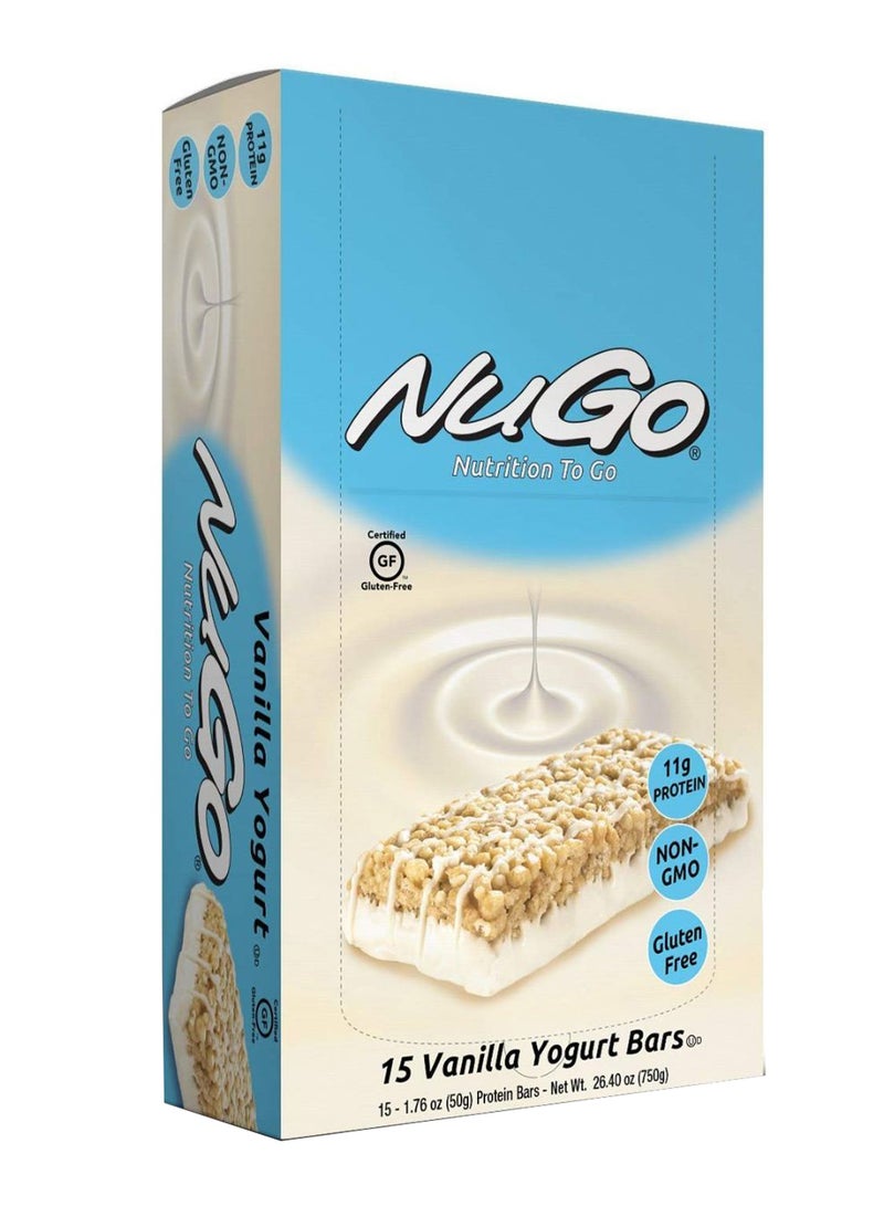 NuGo Pack Of 15 Vanilla Yogurt Protein Bar