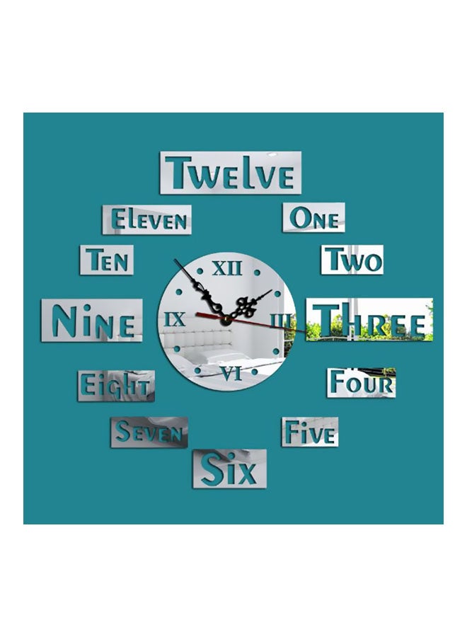 Square Number 3D Wall Sticker Clock Mirror Wall Sticker DIY Home Decor-XSQ Blue/Silver One Size 