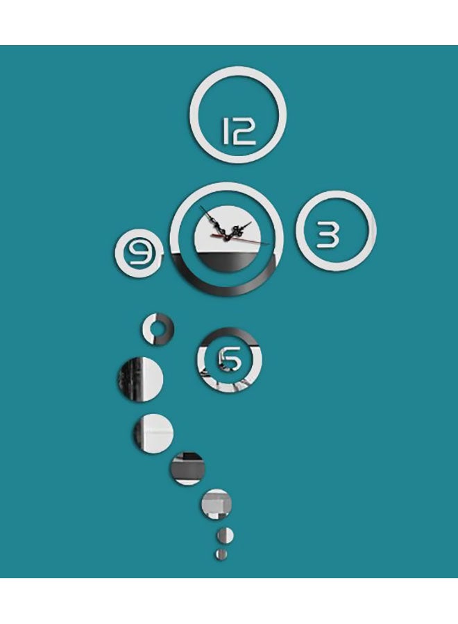 DIY creative home decoration wall clock 3D stereo removable mirror wall stickers living room wall clock-XSQ Blue/Silver One Size 