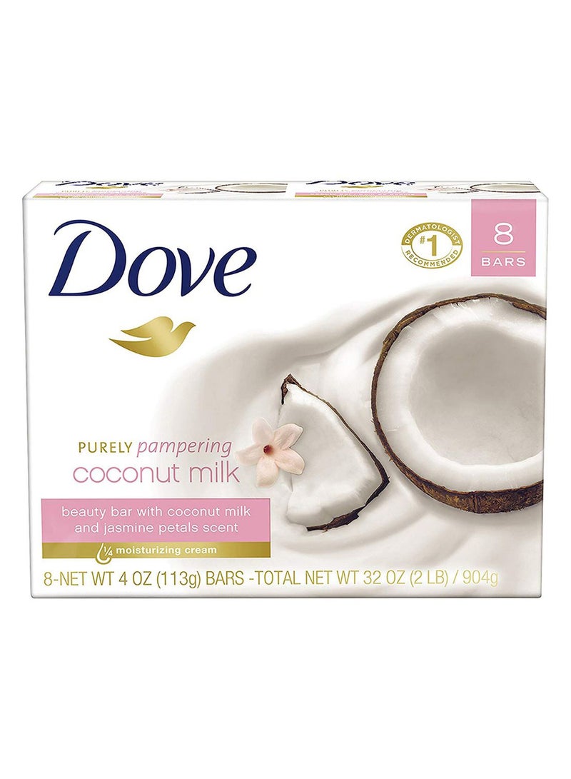 DOVE BAR Pack Of 8 Coconut Milk Purely Pampering Beauty Bar