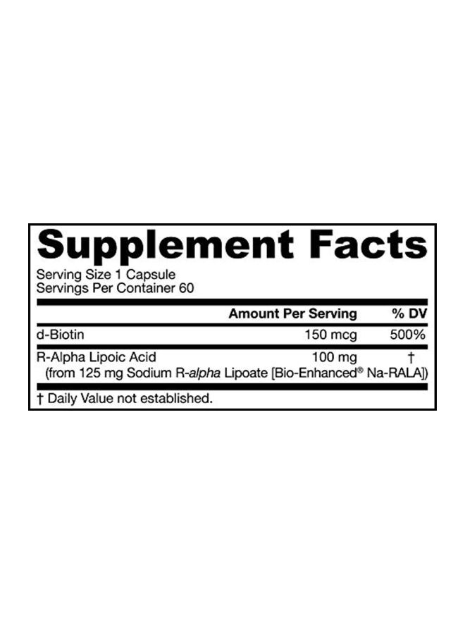 jarrow formulas Dietary Supplement R-Alpha Lipoic Acid 100mg - 60 Capsules - Image 2