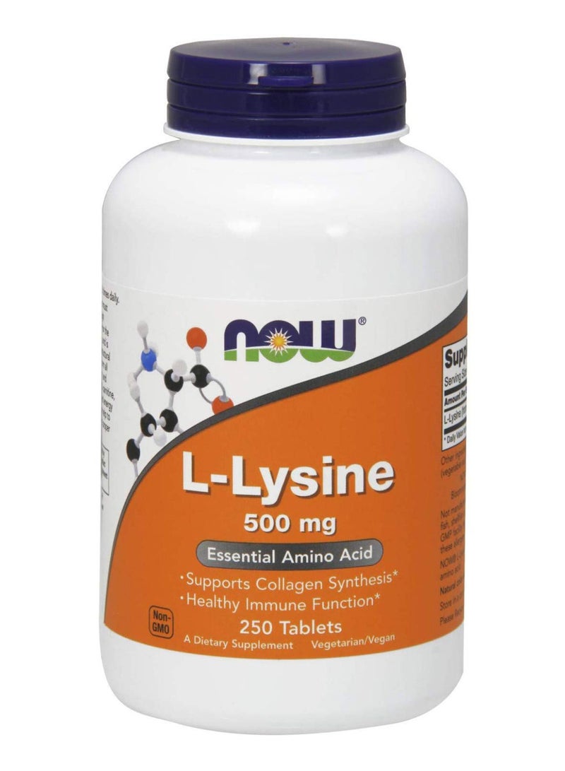 Now Foods L-Lysine Amino Acid Supplement - 250 Tablets  - Image 1