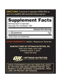 Optimum Nutrition Glutamine Dietary Supplement - Unflavoured - 240 Capsules  - Image 4
