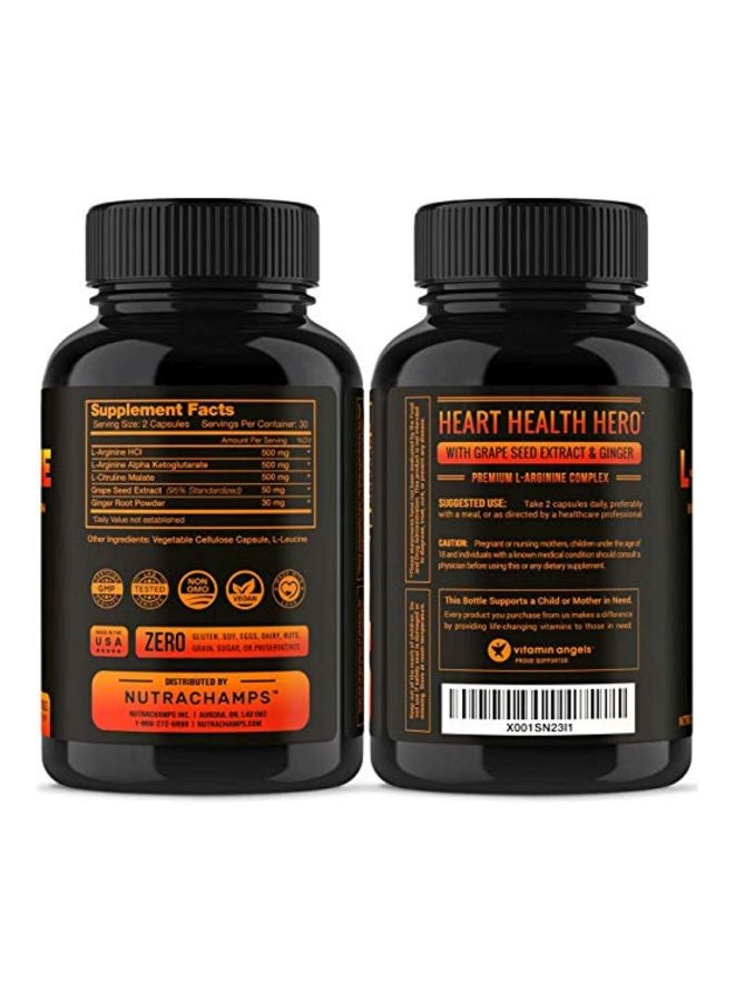 NutraChamps - L-Arginine Nitric Oxide Supplement 1500 mg - 60 Veg Capsules - Image 1