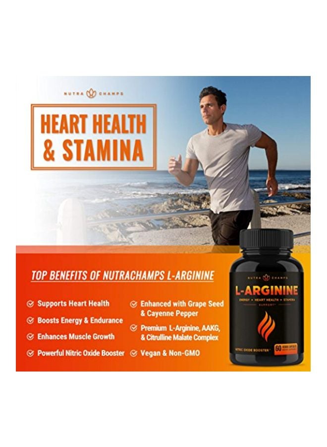 NutraChamps - L-Arginine Nitric Oxide Supplement 1500 mg - 60 Veg Capsules - Image 1