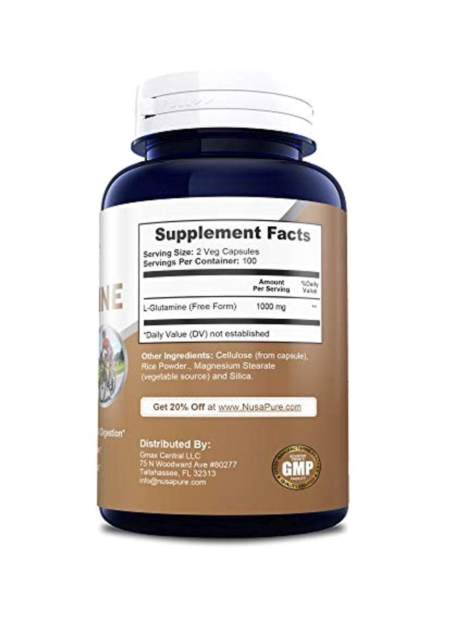 NusaPure L-Glutamine 1000mg - 200 Capsules - Image 2