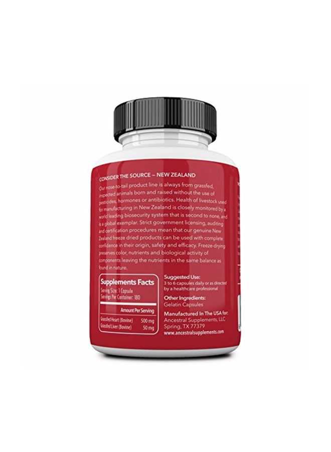 Ancestral Supplements Grass Fed Beef Heart Dietary Supplement - 180 Capsules  - Image 2