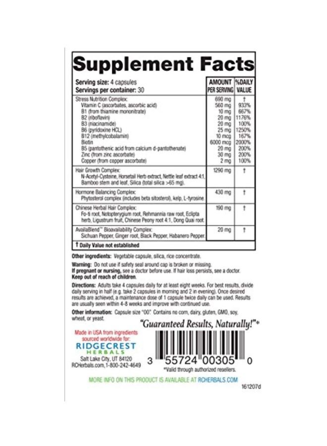 Ridgecrest Herbals - Hair ReVive Fight Hair Loss Herbal And Nutritional Supplement - 120 Capsules - Image 1