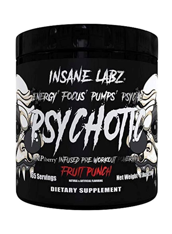 Insane labz Psychotic Mid Stimulant Black Edition Pre Workout Powder - Fruit Punch 220g  - Image 1