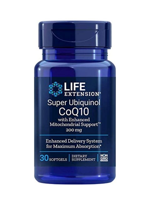 Super Ubiquinol CoQ10 With Enhanced Mitochondrial Support Dietary Supplement (200 Mg) -30 Softgels