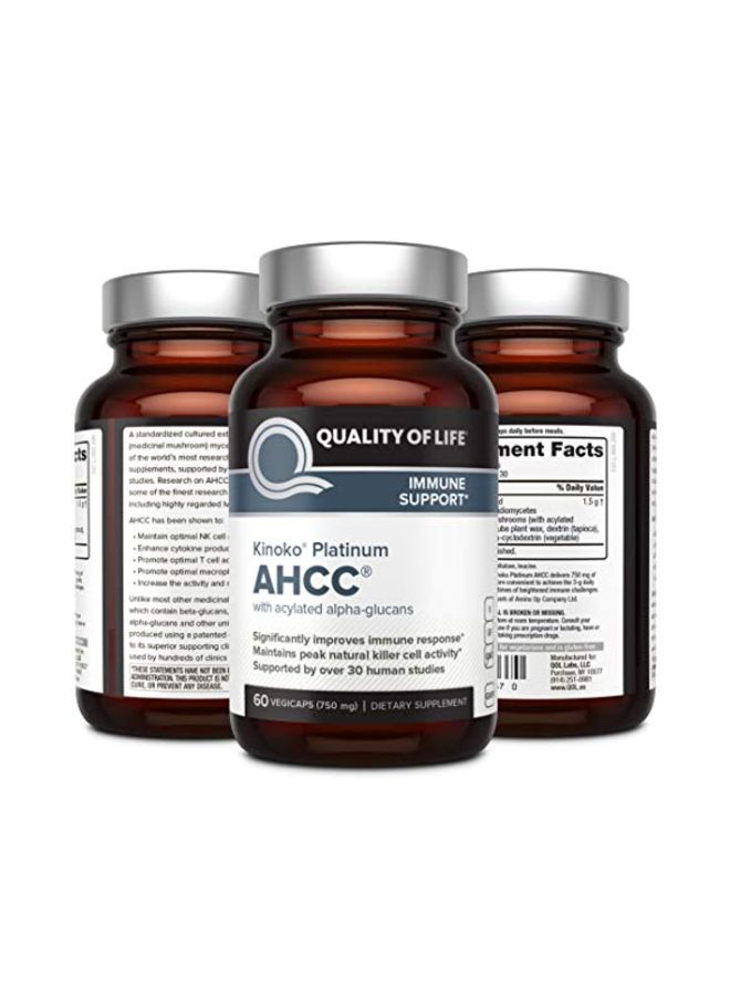 كوالتي أوف لايف - مكمل غذائي AHCC لدعم المناعة - 60 كبسولة نباتية - Image 1