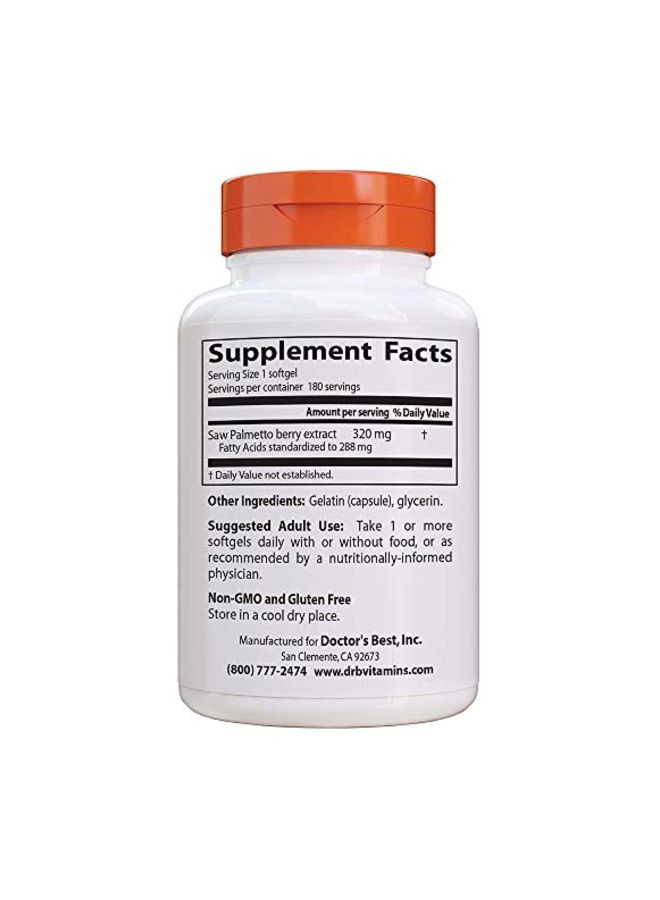 Doctor's BEST Saw Palmetto Dietary Supplement 320 Mg - 180 Softgels  - Image 2