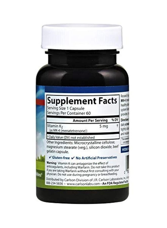 كارلسون مكمل غذائي فيتامين k2  بتركيز 5 ملجم - 180 كبسولة - Image 2