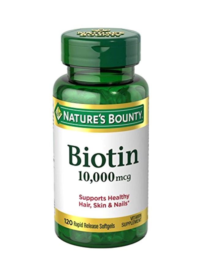 NATURE'S BOUNTY - Biotin 10000 mcg, Supports Healthy Hair, Skin And Nails, 120 Rapid Release Softgels - Image 1