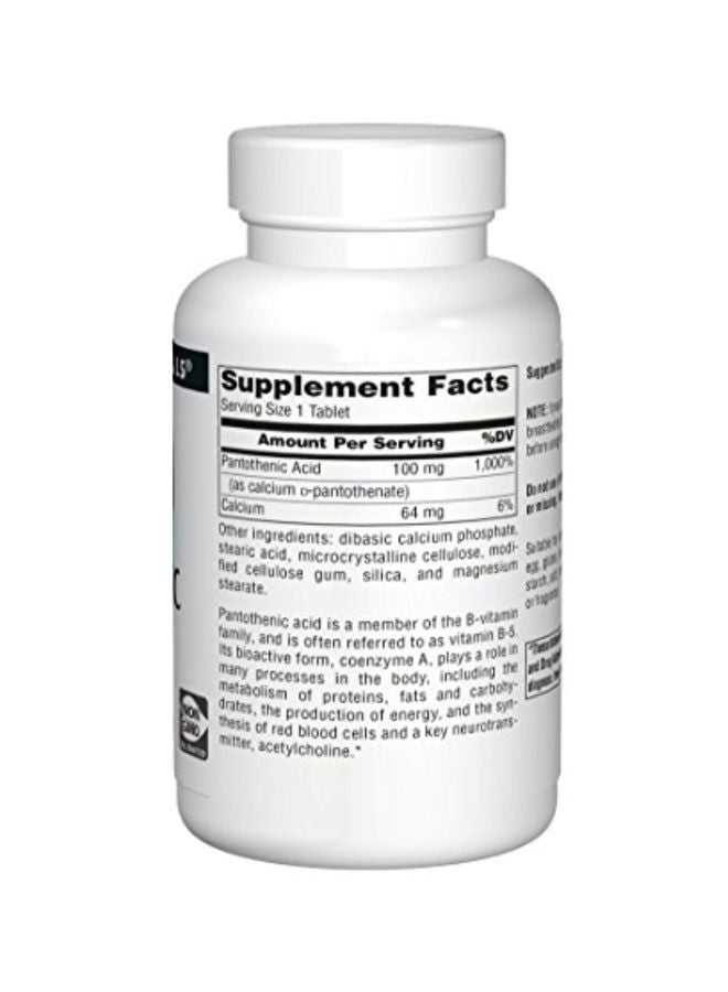Source Naturals Pantothenic Acid Vitamin B-5 Dietary Supplement 100mg - 250 Tablets - Image 2