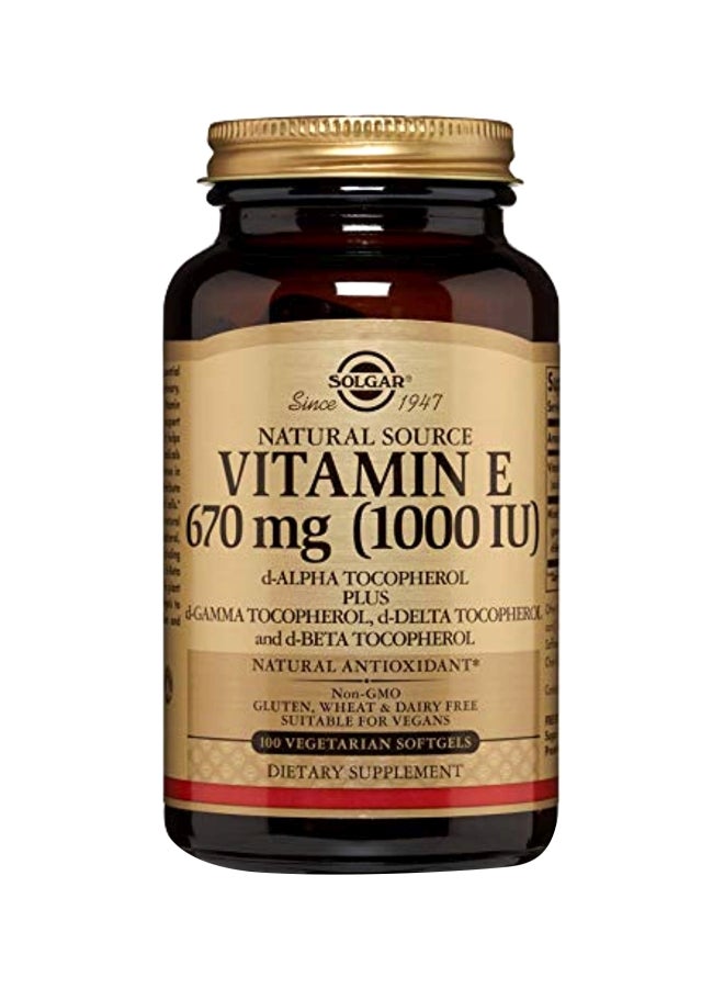 Solgar Vitamin E 670 mg Dietary Supplement - 100 Softgels - Image 1