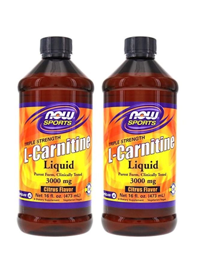 Now Foods Pack Of 2 L-Carnitine Liquid 3000 mg Dietary Supplement - Citrus