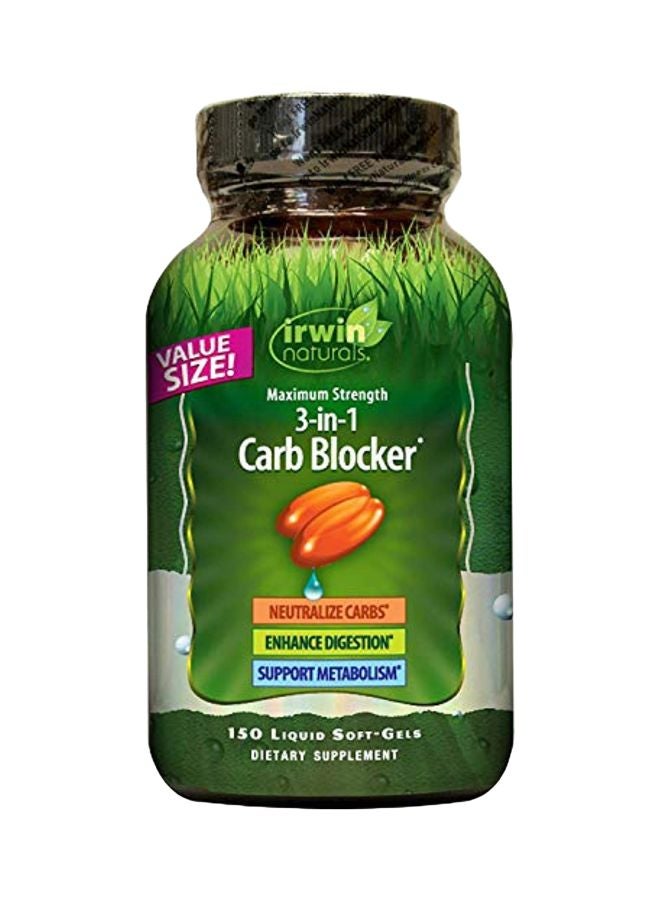 Irwin Naturals Pack of 2 3-In-1 Carb Blocker Dietary Supplement - 150 Liquid Softgels 