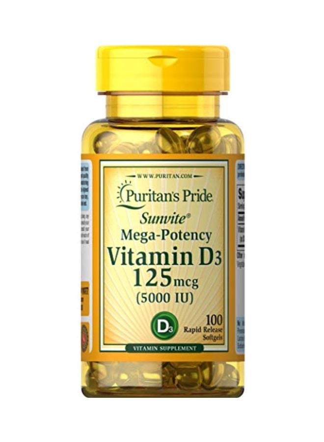 Puritan's Pride - Vitamin D3 Mega Potency - 100 Softgels - Image 1