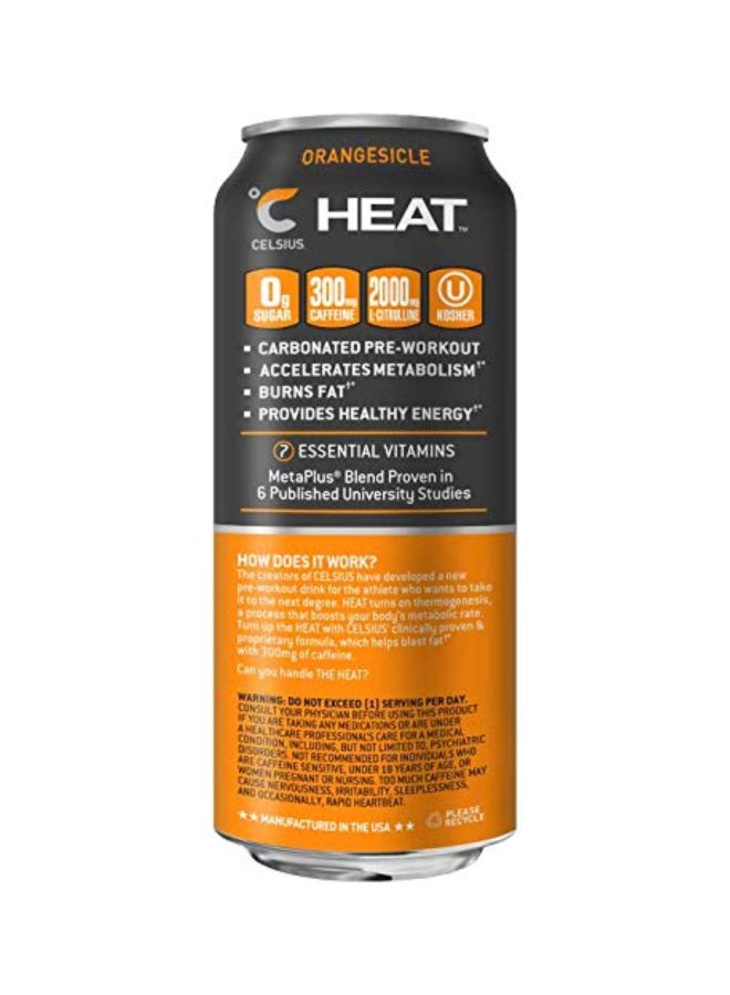 Celsius - Pack Of 12 Heat Pre-Workout Dietary Supplement - Orangesicle - Image 1