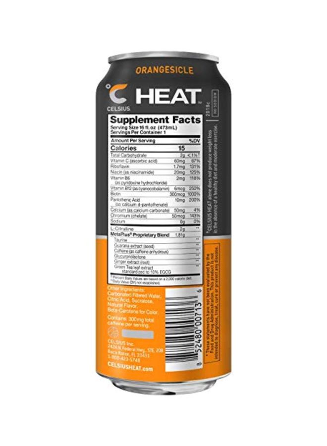 Celsius - Pack Of 12 Heat Pre-Workout Dietary Supplement - Orangesicle - Image 1