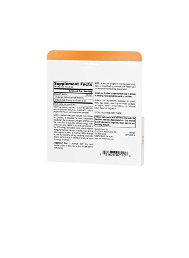Source Naturals NADH Dietary Supplement 20 mg - 30 Lozenges - Image 2