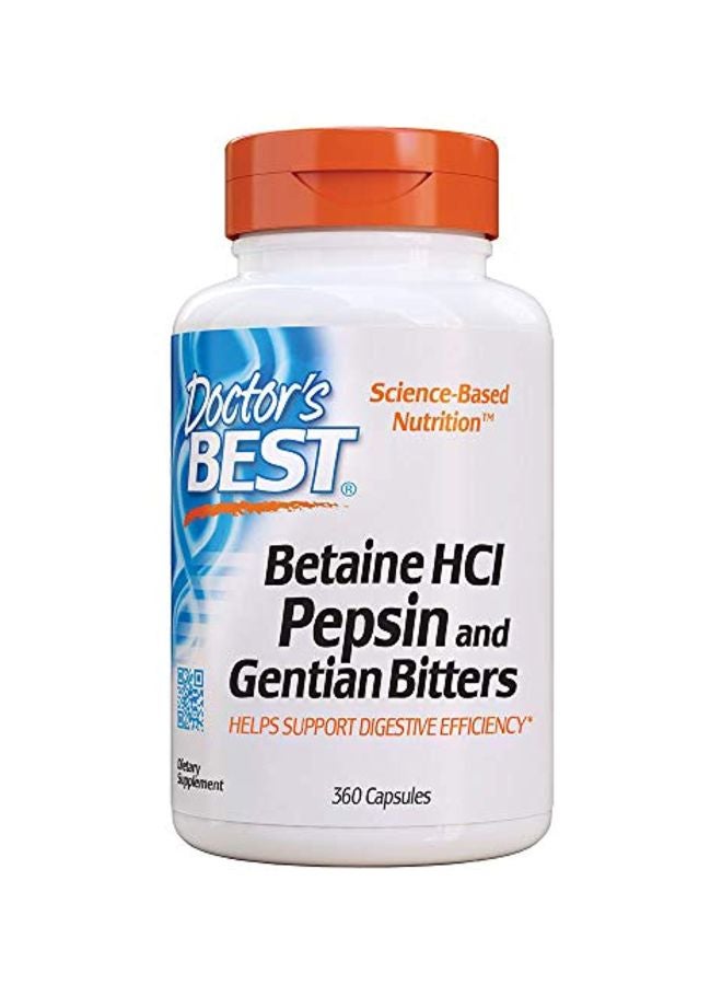 Doctor's BEST Betaine HCI Pepsin And Gentian Bitters Dietary Supplement - 360 Capsules