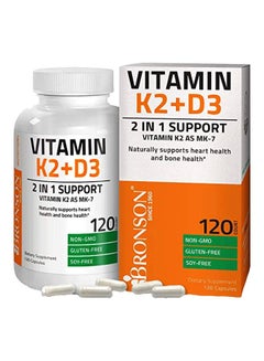 Bronson 2-In-1 Support Vitamin K2 Plus D3 - 120 Capsules 