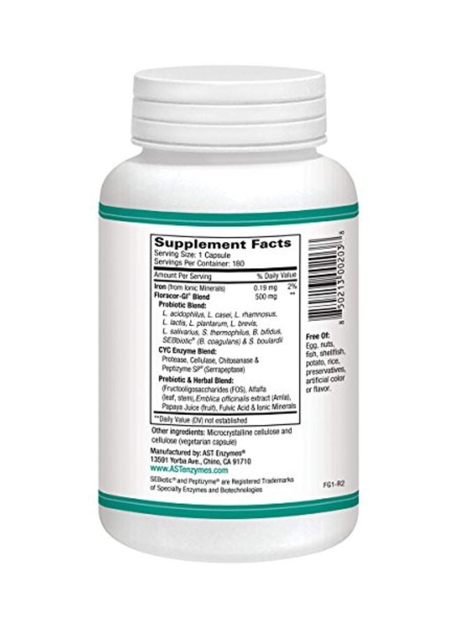 AST Enzymes - Floracor-GI - 180 Vegetarian Capsules - Image 1