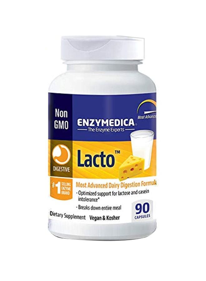 ENZYMEDICA - Lacto Dairy Digestion Formula Dietary Supplement - 90 Capsules - Image 1