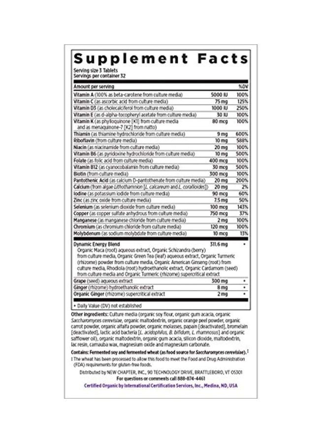 New Chapter - Dietary Supplement Perfect Energy Multivitamin - 96 Vegetarian Tablets - Image 1