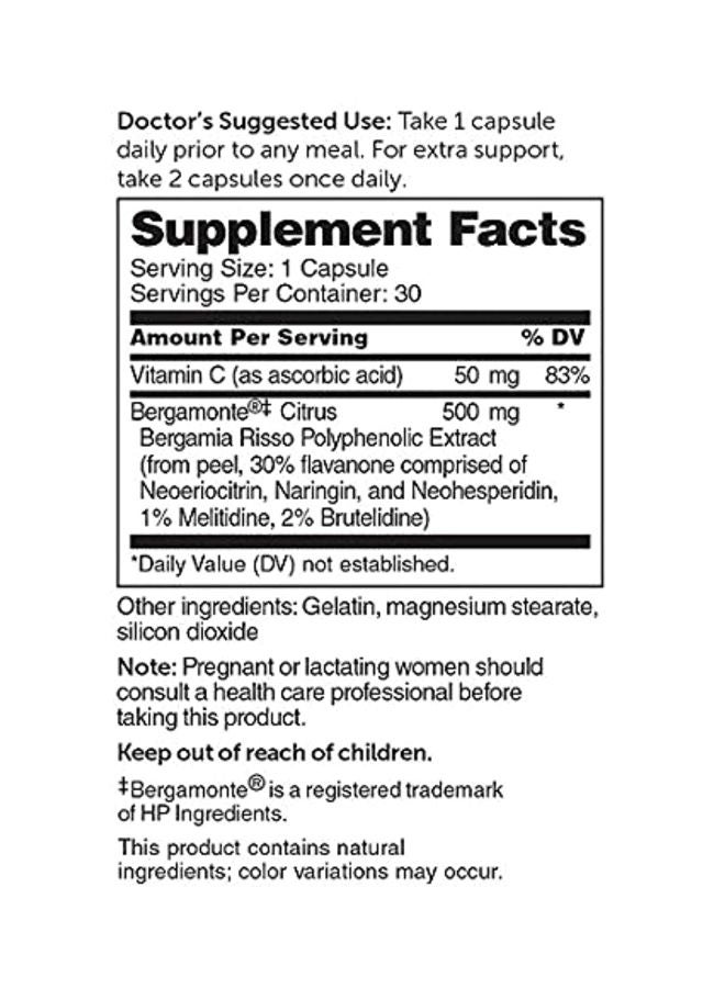 Dr. Whitaker Clinical Grade Citrus Bergamot Dietary Supplement 500mg - 30 Capsules - Image 2
