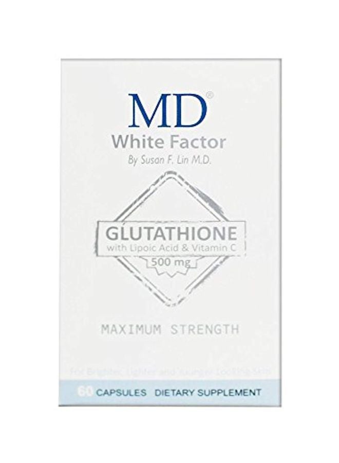MD White Factor Maximum Strength L-Glutathione Complex Dietary Supplement 1600 mg - 60 Capsules - Image 2