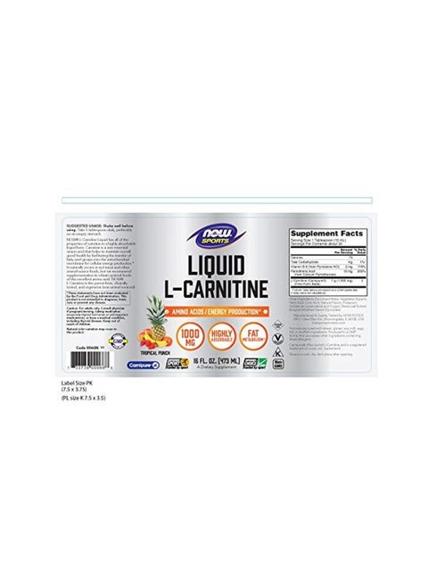 now SPORTS Liquid L-Carnitine Amino Acids 1000mg - Tropical Punch | Best Price KSA | Riyadh, Jeddah now SPORTS Liquid L-Carnitine Amino Acids 1000mg - Tropical Punch | Best Price KSA | Riyadh, Jeddah