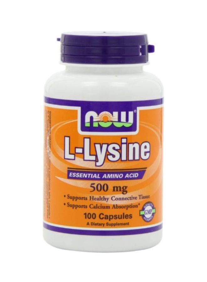 Now Foods - Pack Of 3 L-Lysine Dietary Supplement 500mg - 100 Capsules - Image 1
