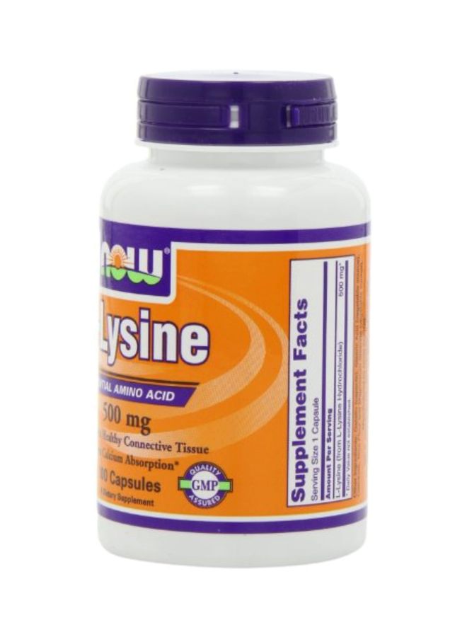 Now Foods - Pack Of 3 L-Lysine Dietary Supplement 500mg - 100 Capsules - Image 1