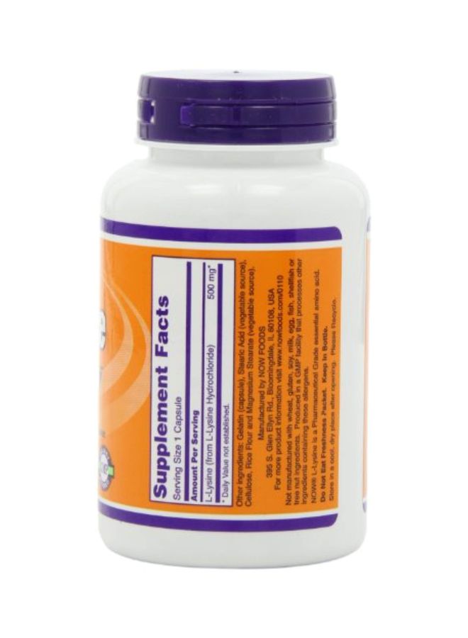Now Foods - Pack Of 3 L-Lysine Dietary Supplement 500mg - 100 Capsules - Image 1