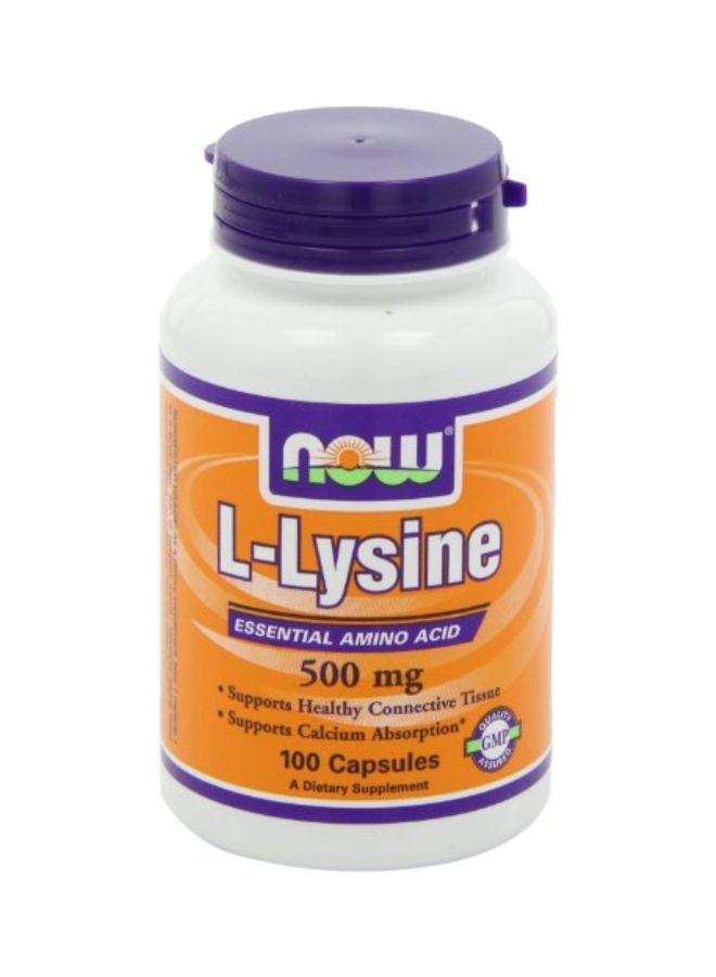 Now Foods - Pack Of 3 L-Lysine Dietary Supplement 500mg - 100 Capsules - Image 1