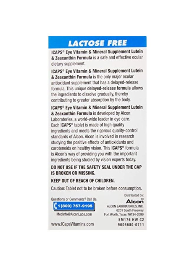 Systane - Icaps Lutein And Zeaxanthin Mineral Supplement - 120 Tablet - Image 1