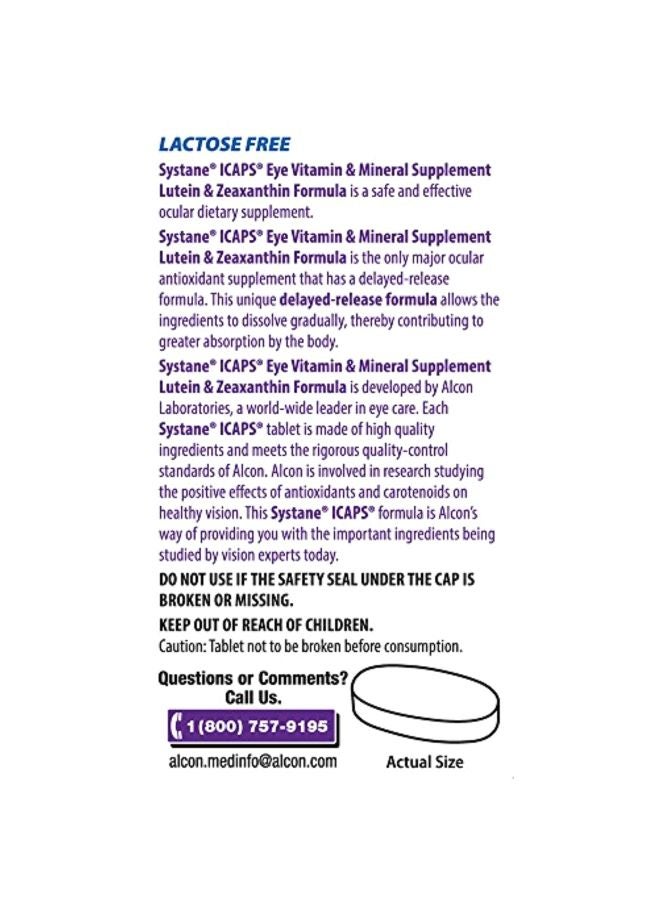 Systane - Icaps Lutein And Zeaxanthin Mineral Supplement - 120 Tablet - Image 1