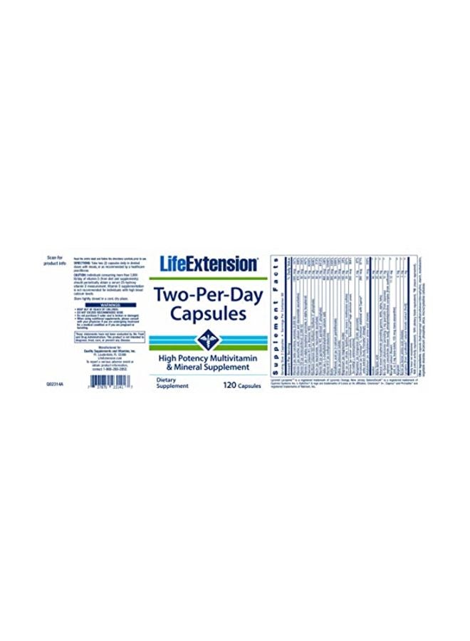 لايف إكستنشن مكمل غذائي متعدد الفيتامينات والمعادن مرتين يوميًا - 120 كبسولة - Image 2