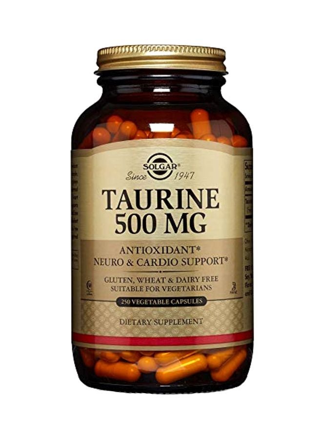 Solgar Taurine 500 MG Dietary Supplement - 250 Vegetable Capsules - Image 1